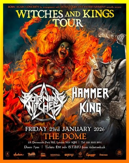 The Witches & Kings Tour 2026 Burning Witches Hammer King Tour poster